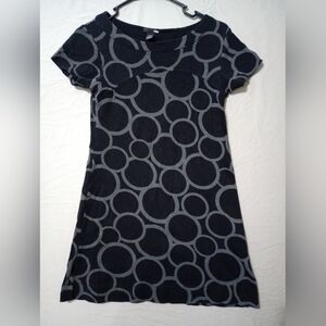 H&M Mini Dress Black Gray Circles Sz 6 Casual Beachy Geometric Gothic